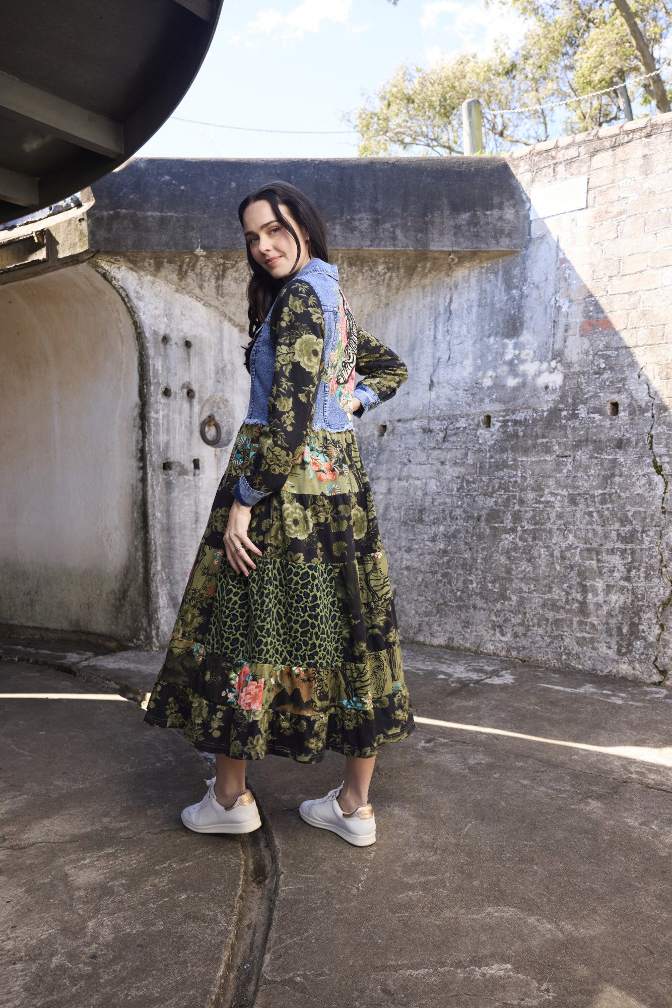 Keqioa denim mix dress