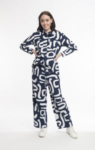 Navy printed cord Trouser