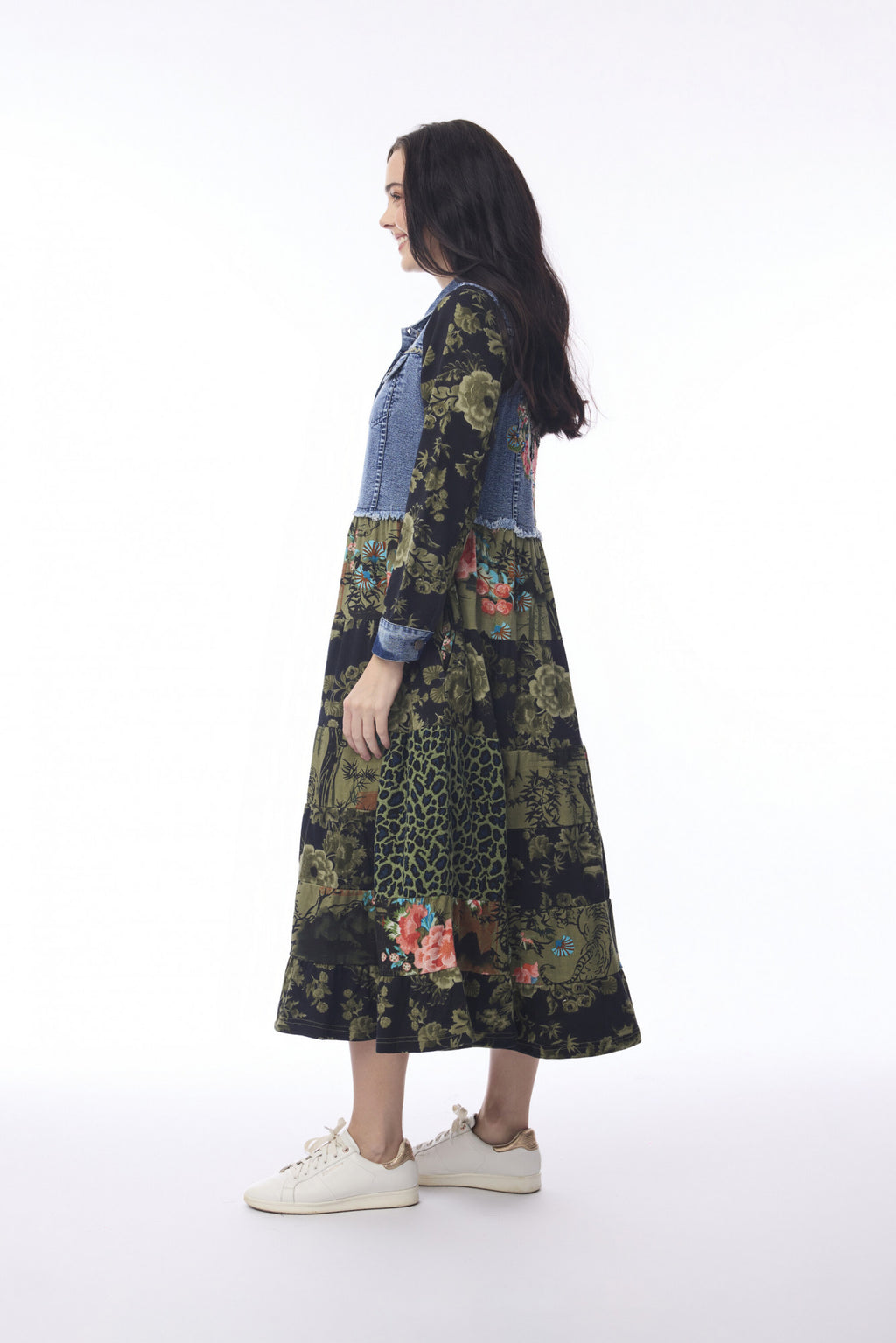 Keqioa denim mix dress
