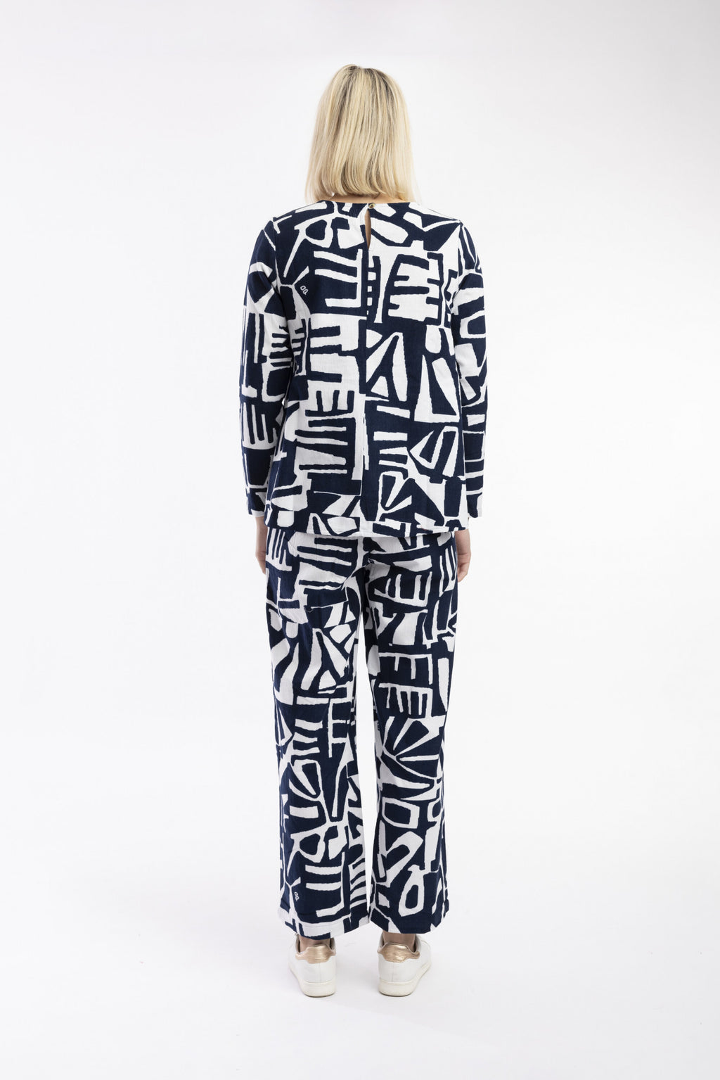 Navy printed cord Trouser