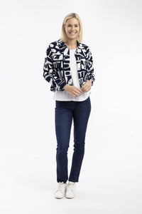 Navy cord printed Jacket