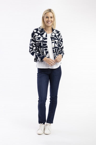Navy cord printed Jacket