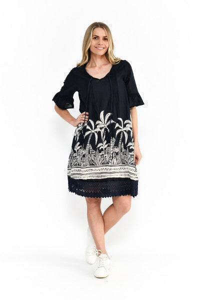 Hannah mono border navy
