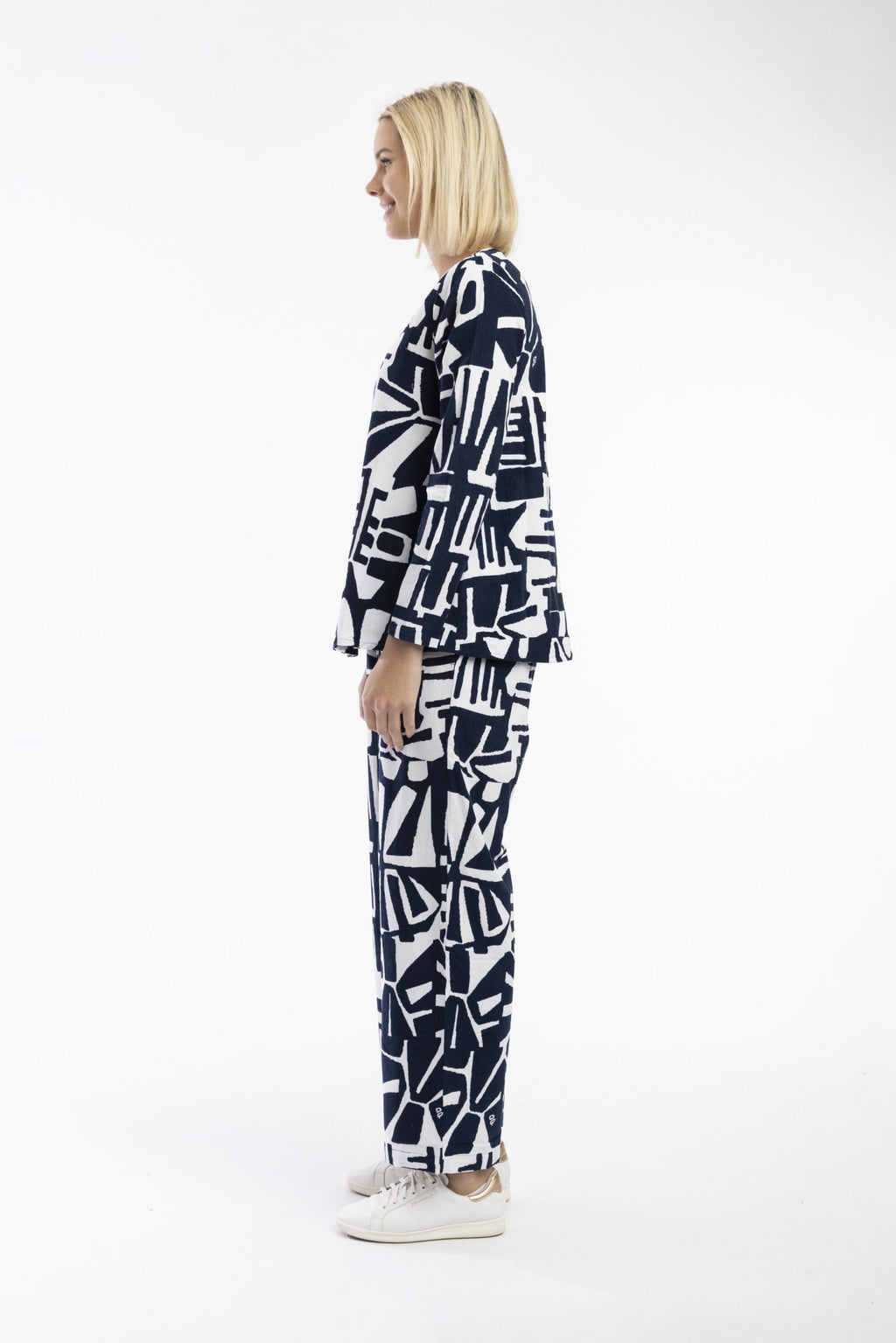 Navy printed cord Trouser