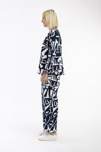 Navy printed cord Trouser