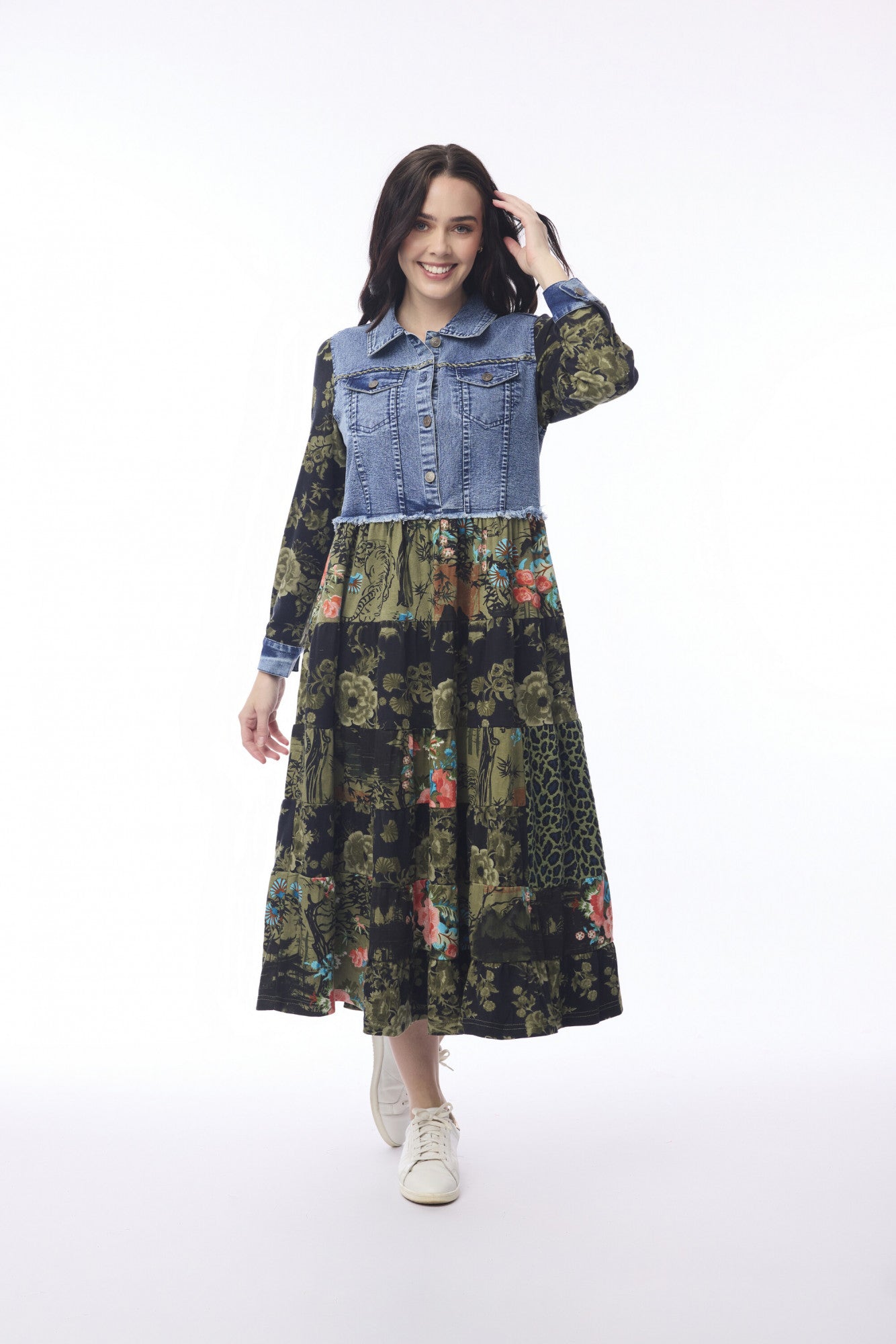 Keqioa denim mix dress