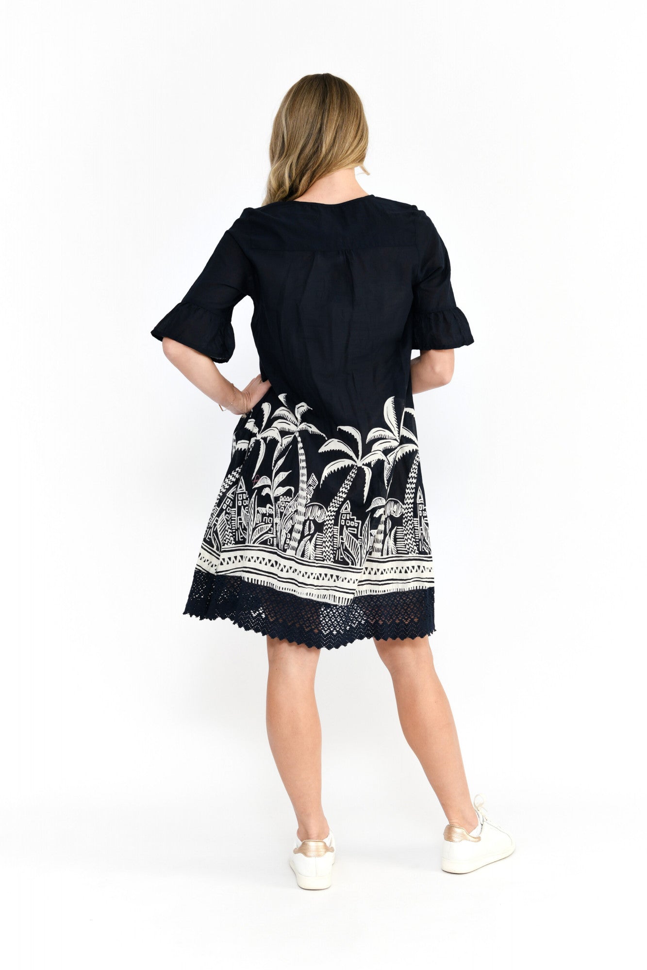 Hannah mono border navy