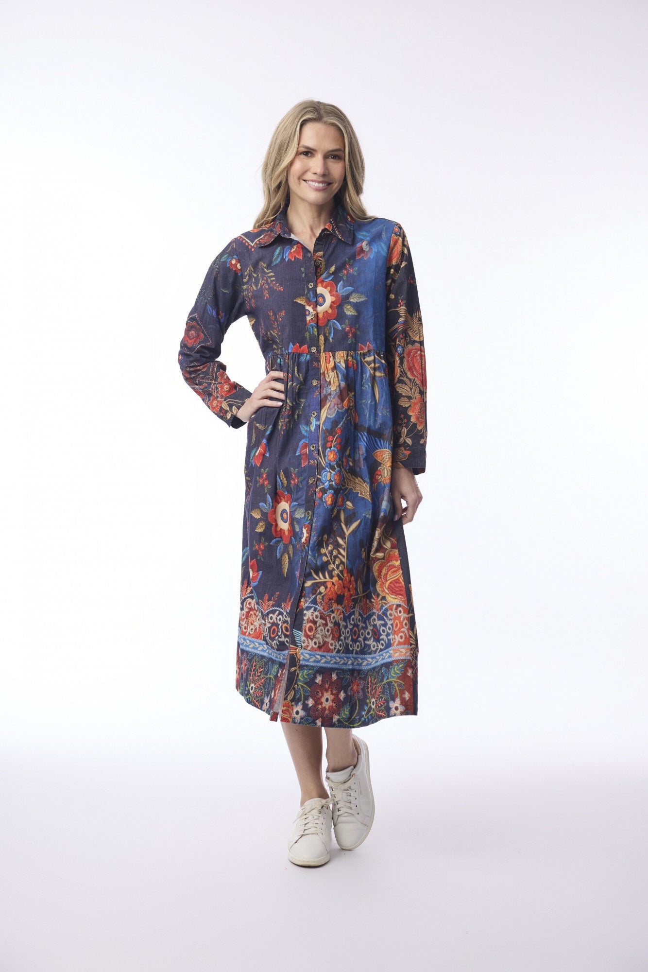 Embroidery button dress