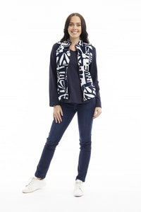 Navy cord printed Vest