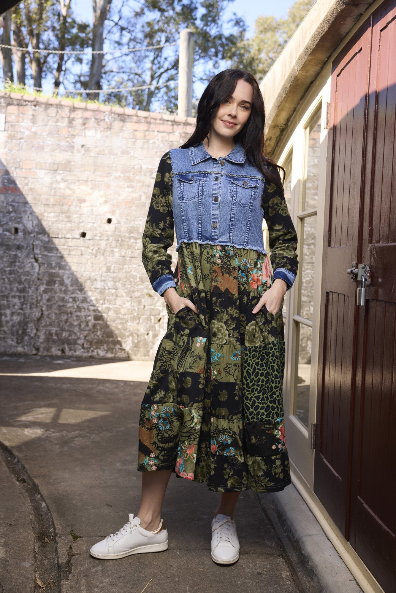 Keqioa denim mix dress