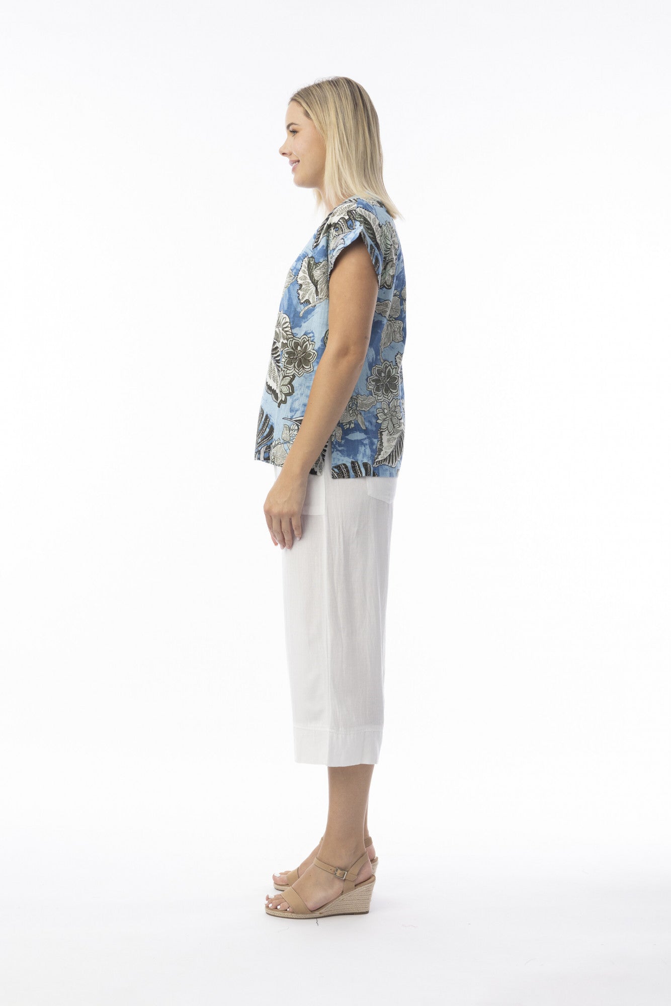 Lima Blue roll collar top