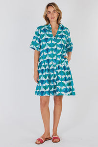 Phoenix Button dress Lagoon