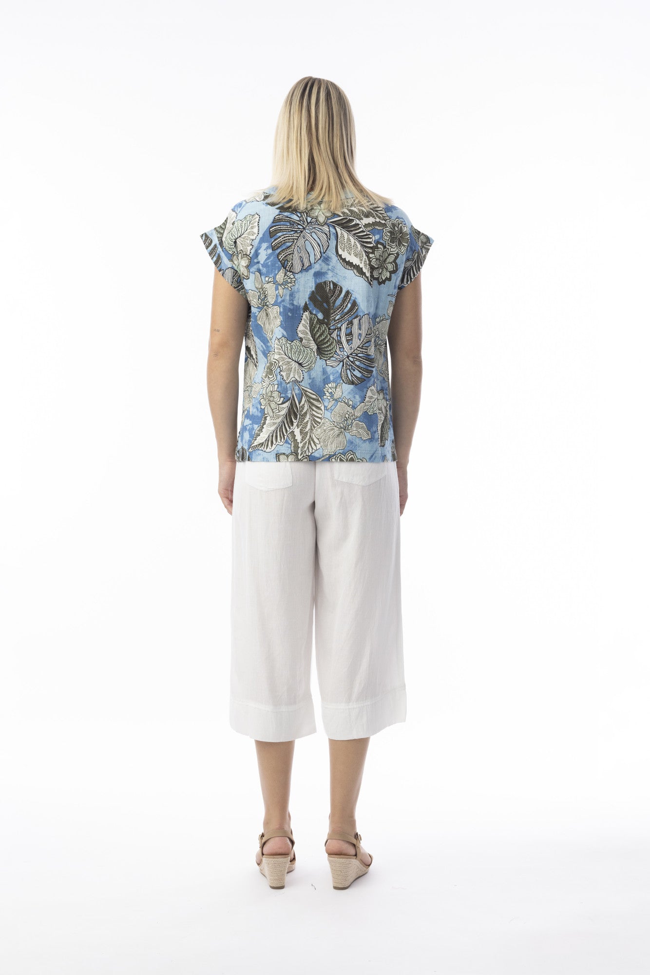 Lima Blue roll collar top