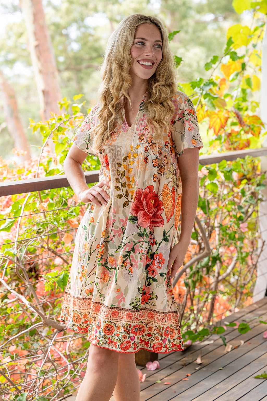 Pintuck Dress Rouge Bloom