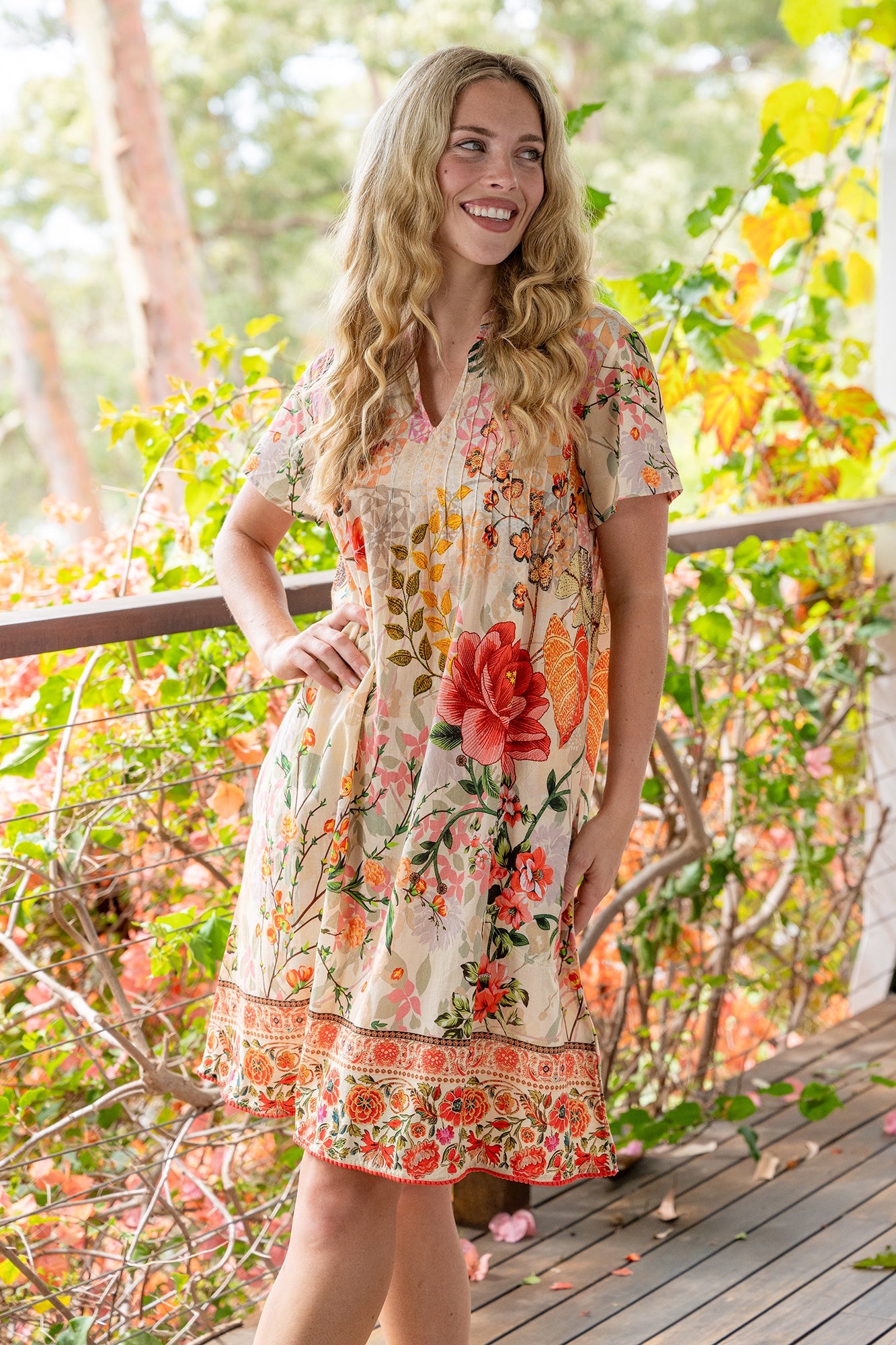Pintuck Dress Rouge Bloom